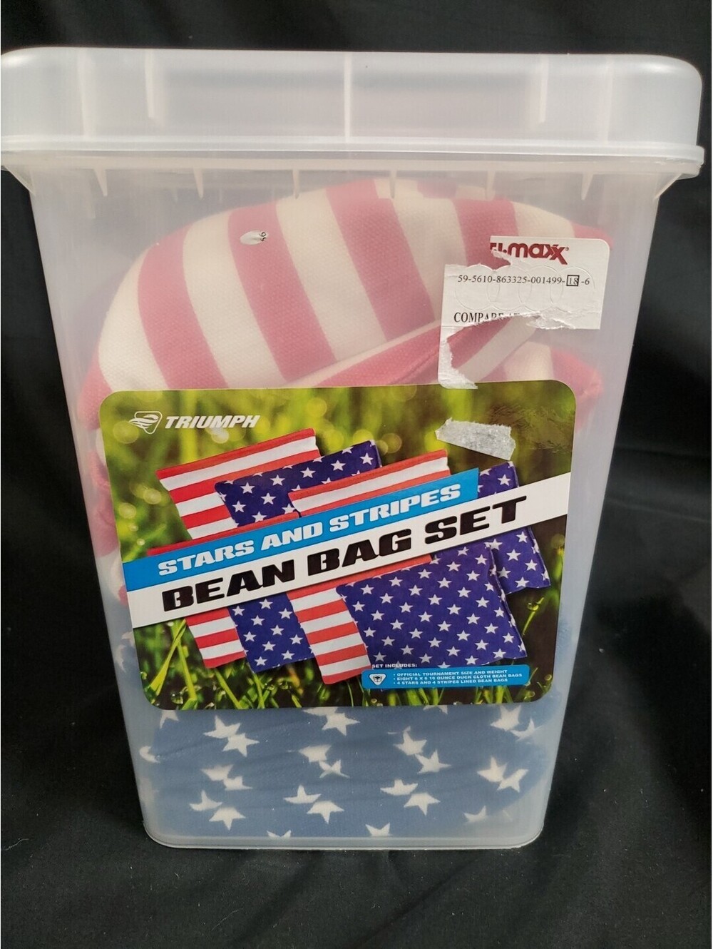 Triumph Stars and Stripes 8 Cornhole Bean Bag Set American Flag w/ Case NEW